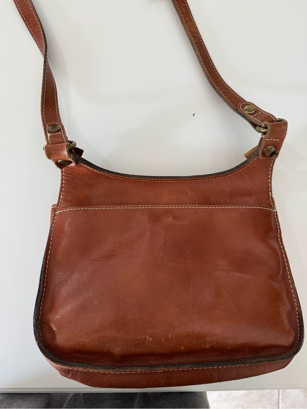 Patricia Nash Cognac Leather Crossbody Saddle Bag - Picture 9 of 12